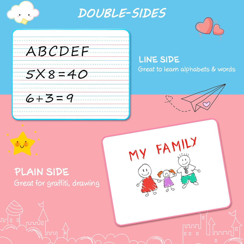 [Australia - AusPower] - 2 Pack Ruled Dry Erase Lapboard 9 x 12 Inches Dry Erase Board for Kids Double-Sided Dry Erase Learning Board with 10 Markers 