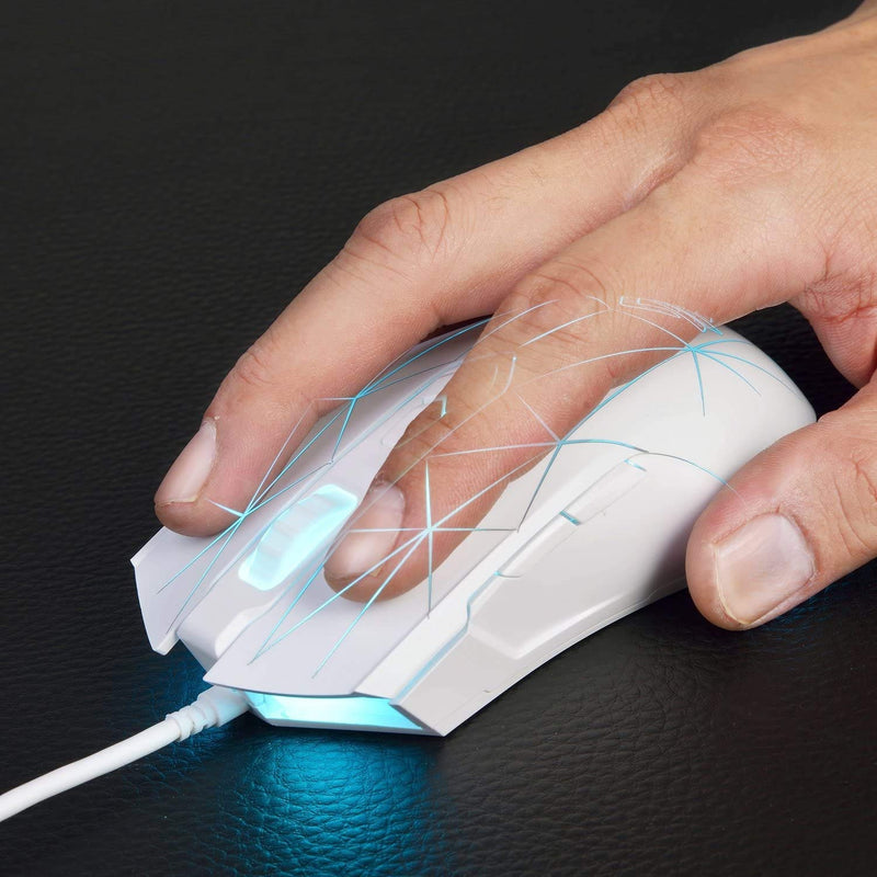 [Australia - AusPower] - RGB Lightweight Gaming Mouse, Programmable 7 Buttons, Ergonomic LED Backlit USB Gamer Mice Computer Laptop PC, for Windows Mac OS Linux, Pink (Star White) star white 