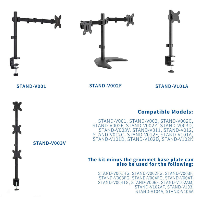 [Australia - AusPower] - VIVO Black Heavy Duty Grommet Kit for Desk Monitor Mount Stands, Sturdy 4 Inch Grommet Mount with Hardware, PT-SD-GT01D 
