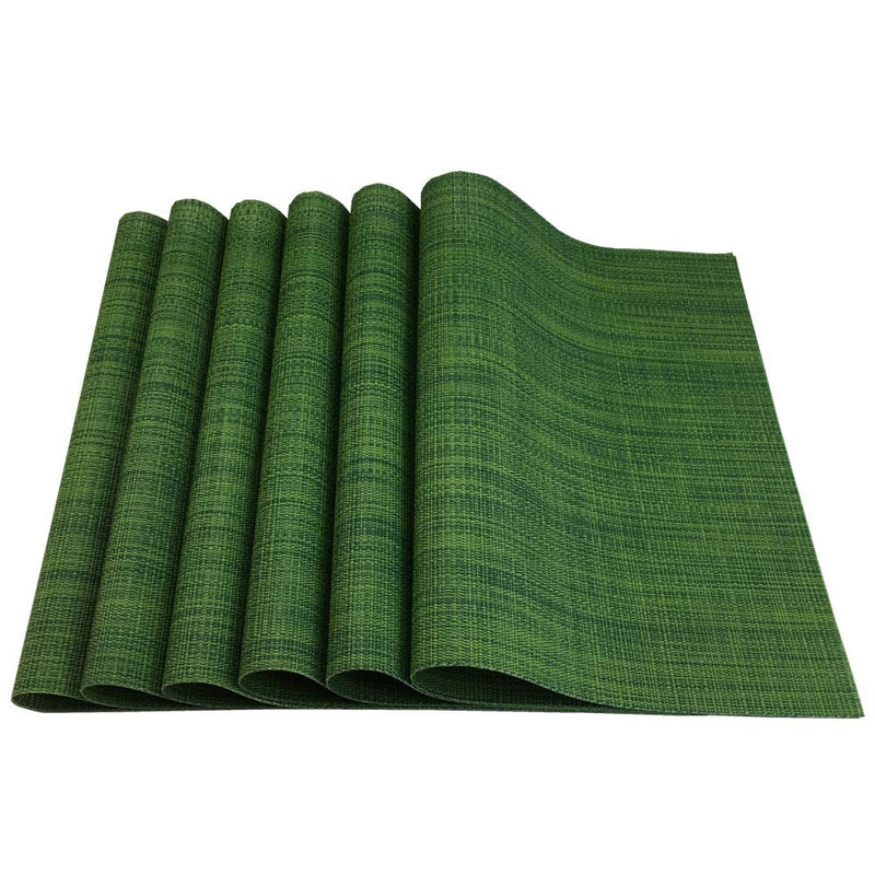 [Australia - AusPower] - Placemats Set of 6 for Dining Table Stain Resistant Washable PVC Kitchen Table Mats Woven Vinyl Wipeable Table Placemat,Easy to Clean(Algae Green) 