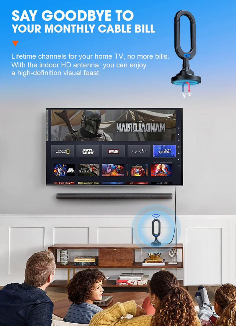 [Australia - AusPower] - WUMINGLU TV Antenna for Smart TV Indoor 2023 Newest Clear 4K Digital Antenna HD TV Up to 380 Miles Long Range Local Channels Indoor Outdoor Amplifier Signal Booster Cable Easy Setup 