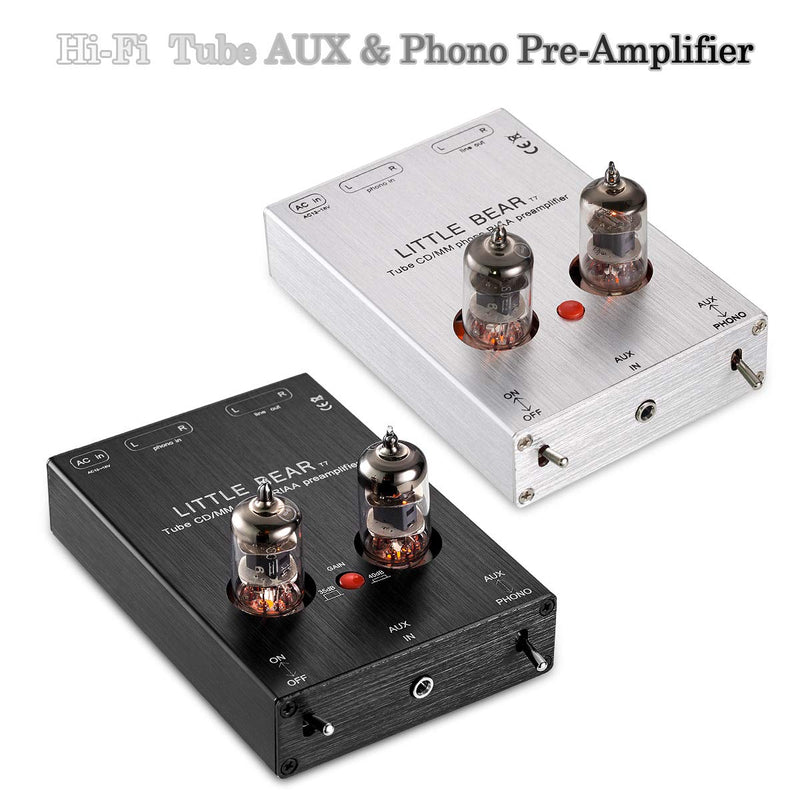 [Australia - AusPower] - Little Bear T7 Vacumn Tube Mini Phono Stage RIAA MM Turntable Preamp & HiFi Tube Pre-Amplifier (Black) Black 