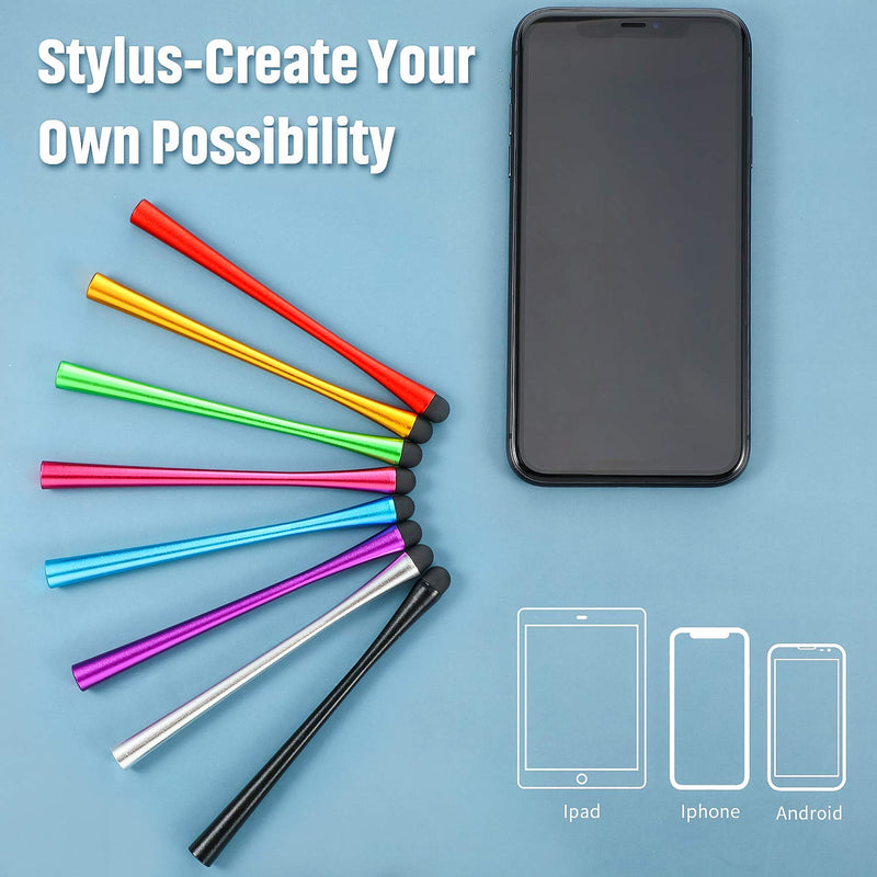 [Australia - AusPower] - Outus 8 Pieces Slim Waist Stylus with 8 mm Fiber Tips Stylus Pens Capacitive Stylus for Touch Screens Devices Compatible with iPhone, iPad, Tablet (8 Colors) 