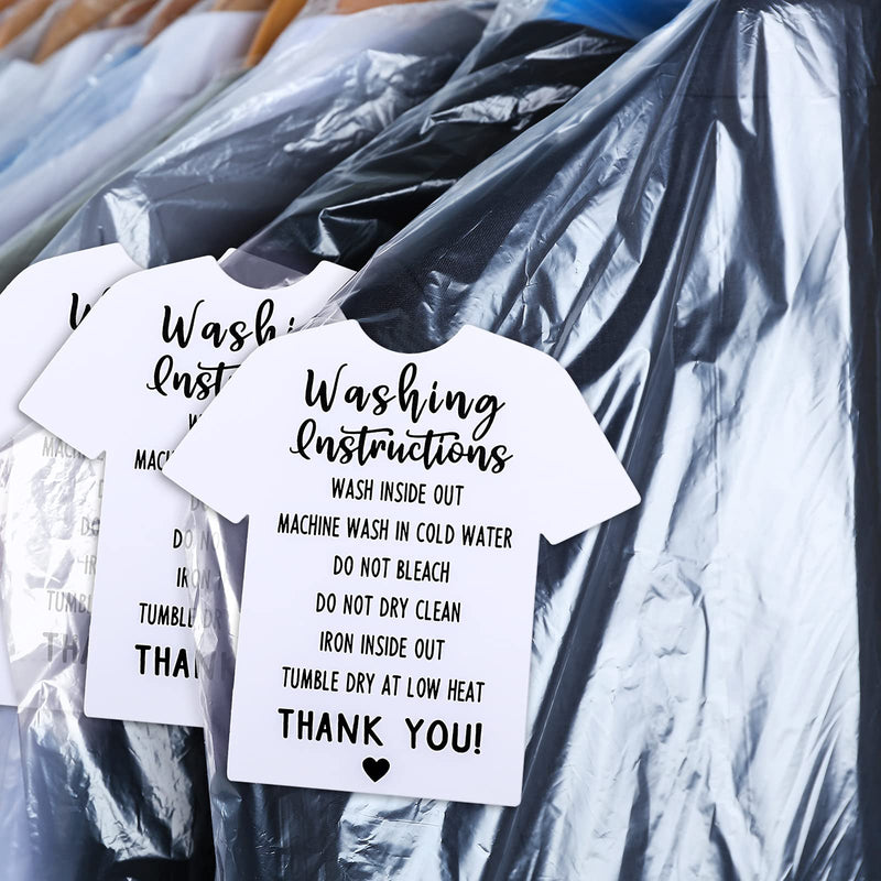 [Australia - AusPower] - 200 Pieces T Shirt Washing Instructions Cards Shirt Cleaning Care Instructions Card Customer Direction Card Small Business(White, Classic Style) White 