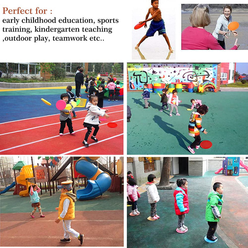 [Australia - AusPower] - SUHEEUS Kids Flying Disc Toy Outdoor Playing Lawn Game Disk Flyer for Kindergarten Teaching Soft Silicone Colorful 6 Pack Bulk Set… 