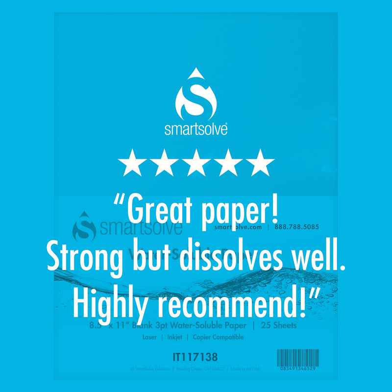 [Australia - AusPower] - SmartSolve Water Soluble Paper, 3pt – White 8.5’’x11’’ Biodegradable Craft Paper, Printer Paper and Drawing Paper, Environmentally Friendly Printing Paper that Dissolves in Water (25 Sheets) Pack of 25 