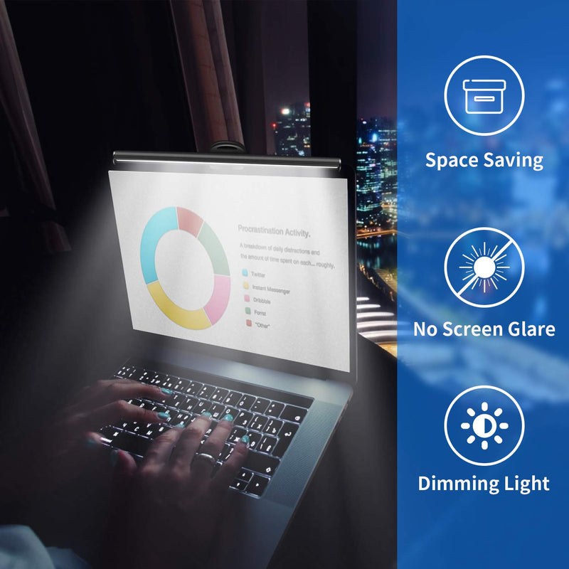 [Australia - AusPower] - HIOUME Laptop Monitor Light Bar, USB e-Reading LED Task Lamp, 3 Adjustable Color Temperature, 10 Dimming Brightness Levels, No Screen Glare, Space Saving, Eye Health Care, Portable for Travel 