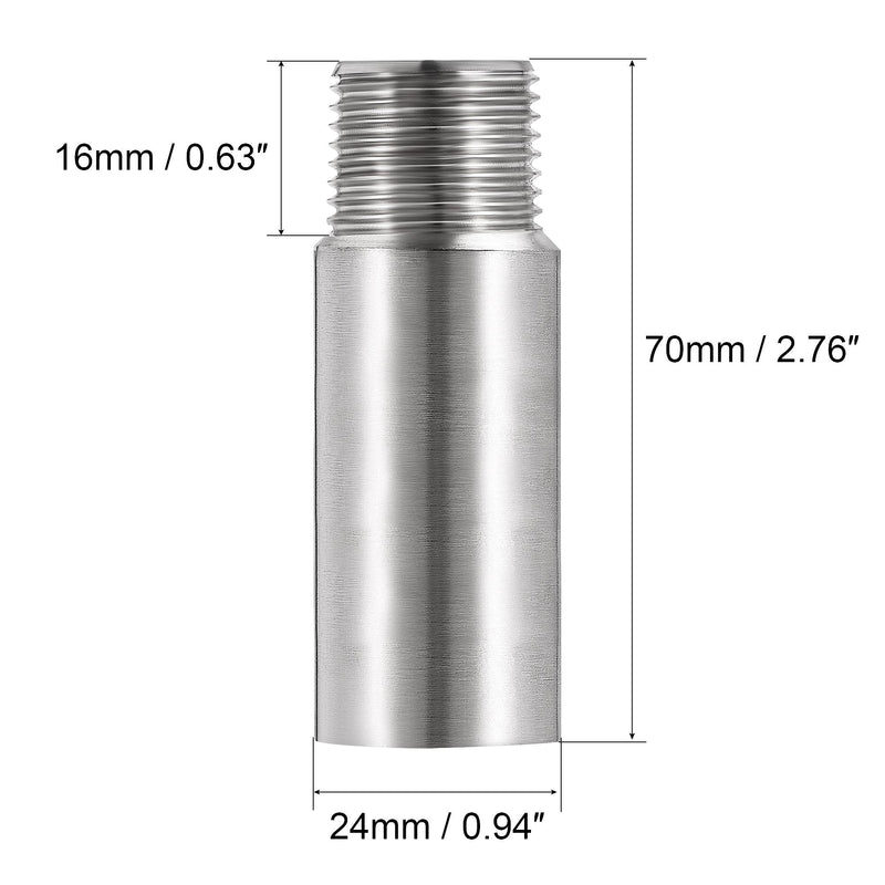 [Australia - AusPower] - uxcell Shower Head Extension Arm Stainless Steel 1/2PT Male to 1/2PT Female Thread 70mm Length Cast Pipe Fitting Coupler 