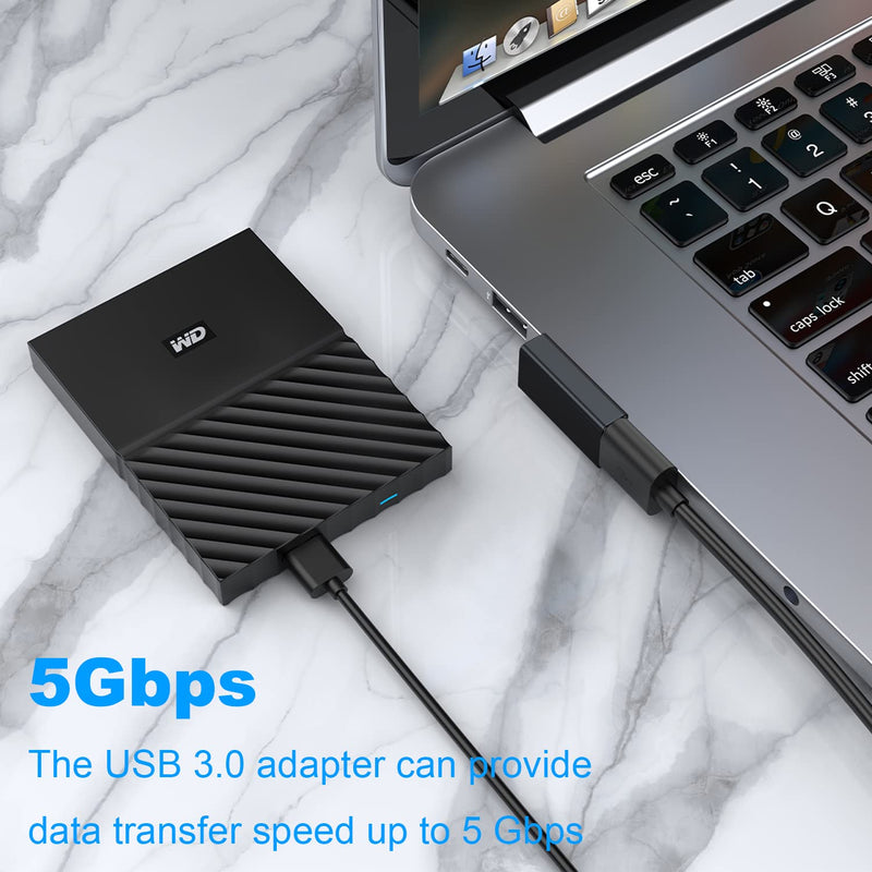 [Australia - AusPower] - AreMe 90 Degree USB 3.0 Adapter 2 Pack, Left and Right Angle USB A Male to Female Converter Extender for PC, Laptop, USB A Charger, Power Bank and More (Black) Left/Right Black 