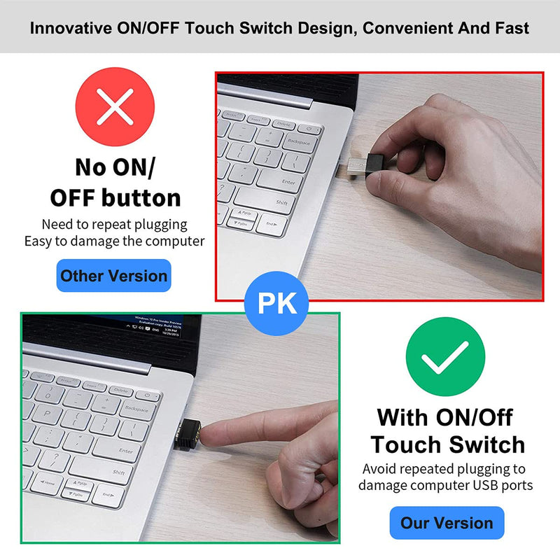 [Australia - AusPower] - Mouse Jiggler, COOIDEA Mini Undetectable Mouse Mover with ON/Off Touch Switch, USB-C Adapter ,2 Jiggle Modes, Driver-Free, Plug-and-Play Keeps Computer/Laptop Awake,Black. 