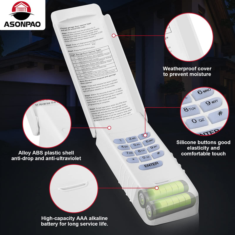 [Australia - AusPower] - LPWKP/MDTK Megacode 318MHZ Keyless Entry Wireless Keypad for Linear LD033 LD050 LS050 Garage Door Opener(1Pack) 