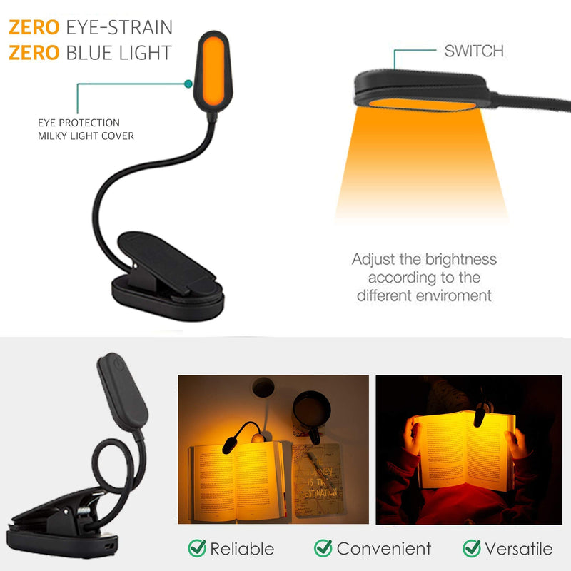 [Australia - AusPower] - Giftable Amber Book Light - Blue Light Blocking - Night Reading Light by Amber Light Store. Rechargeable. 1600K for Reading in Bed at Night. Perfect as a Giftable Kindle Light and LED Book Light. 
