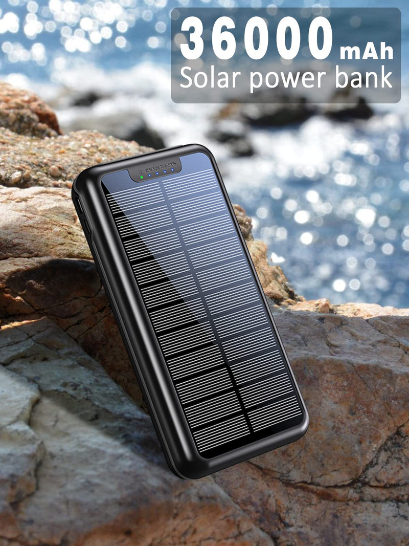[Australia - AusPower] - Solar Power Bank 36000mAh Portable Charger - SVWSUN Power Bank Solar Phone Charger with 3 Output & Dual Inputs | Flashlights External Battery Pack for Camping Outdoor 