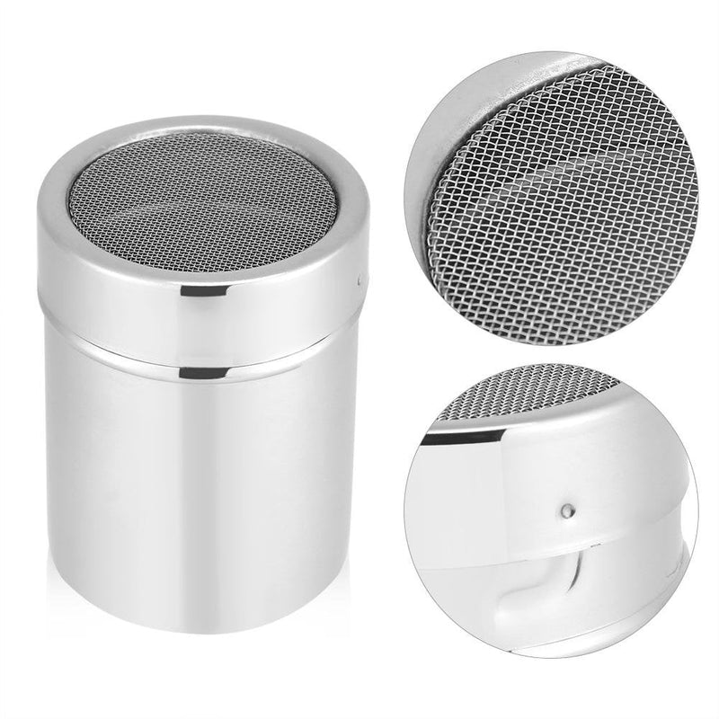 [Australia - AusPower] - Stainless Steel Chocolate Shaker Icing Sugar Powder Cocoa Flour Coffee Sifter Dredge Duster Seasoning Cooking Tools Fine Mesh with 16pcs Coffee Stencils Cappuccino Latte Art(Coffee Shaker) Coffee Shaker 