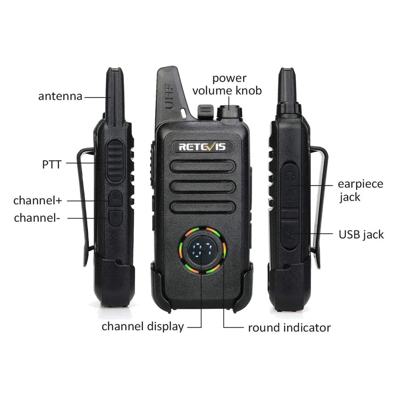 [Australia - AusPower] - Retevis RT22S Walkie Talkies Rechargeable VOX 22 Channel Alarm Channel Signal Display Two Way Radio for Adults(2 Pack) 