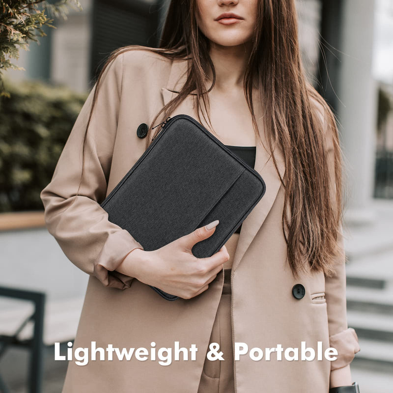 [Australia - AusPower] - MoKo 12.9 Inch Tablet Sleeve Bag, Protective Bag with Two Compartments Fits iPad Pro 12.9 M2 2022/2021/2020/2018,Surface Laptop Go 12.4",Galaxy Tab S8+ 12.4", Black & Gray 
