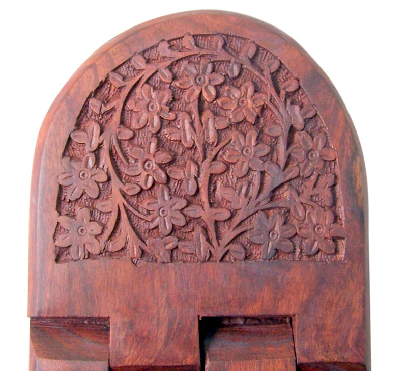 [Australia - AusPower] - Carved Rosewood Bible Hymnal or Missal Display Stand, 10 Inch 