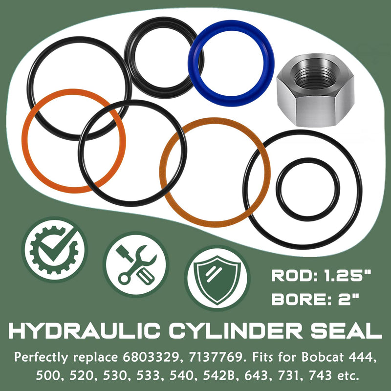 [Australia - AusPower] - 6803329/7137769 Hydraulic Lift Cylinder Seals Kit Fits for Bobcat 444, 500, 520, 530, 533, 540, 542B, 643, 731, 743 etc 