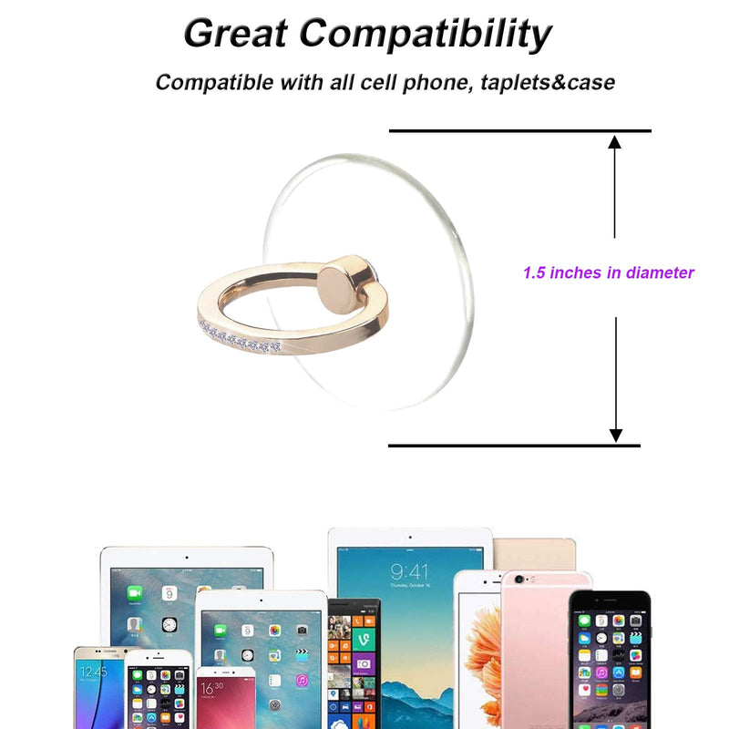 [Australia - AusPower] - TACOMEGE Transparent Clear Phone Holder Ring Grips for iPhone Samsung Galaxy, Finger Ring Stand for Smartphones Tablets Cases(Crystal-Round-Gold) 