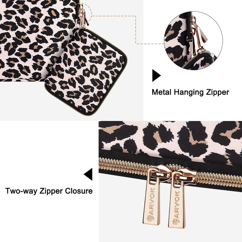 [Australia - AusPower] - ARVOK 15 15.6 16 inch Laptop Sleeve for MacBook Pro 15 inch/MacBook Pro 16 inch Water-Resistant Laptop Case Notebook Computer/Tablet Pouch Cover for HP/Dell/Lenovo/Asus/Acer/Samsung with Extra Bag 15-15.6 inch Pink Leopard Print 