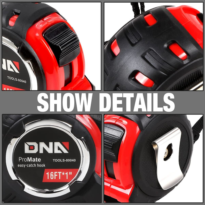 [Australia - AusPower] - DNA Motoring TOOLS-00040 Heavy Duty Steel Blade Measuring Tape - 16 ft. Tape Reel with 1/8 inch Graduations, Push Button Lock 