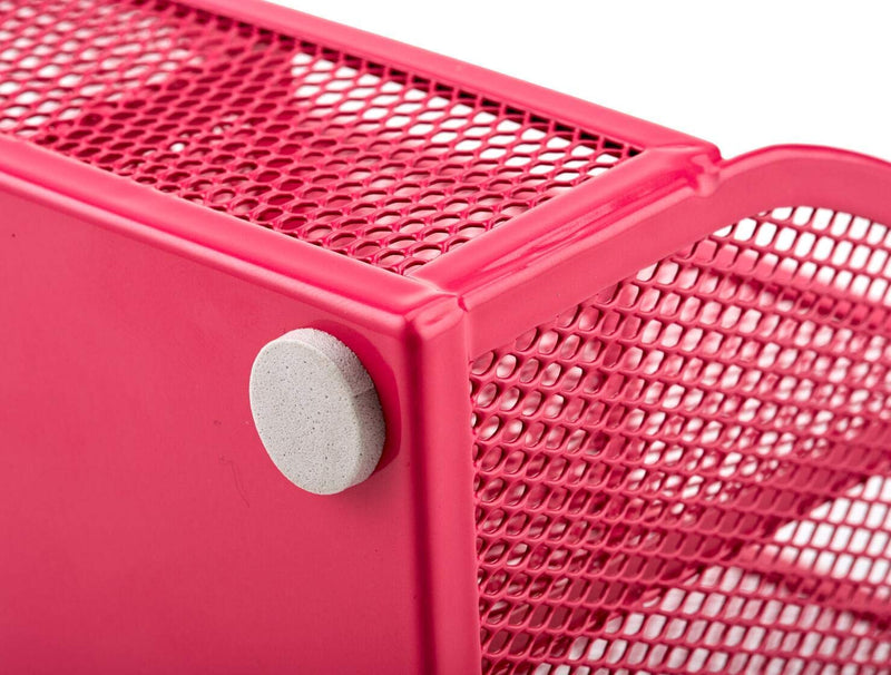 [Australia - AusPower] - Annova Mesh Desk Organizer Office with 7 Compartments + Drawer/Desk Tidy Candy/Pen Holder/Multifunctional Organizer - Pink - Fuchsia 