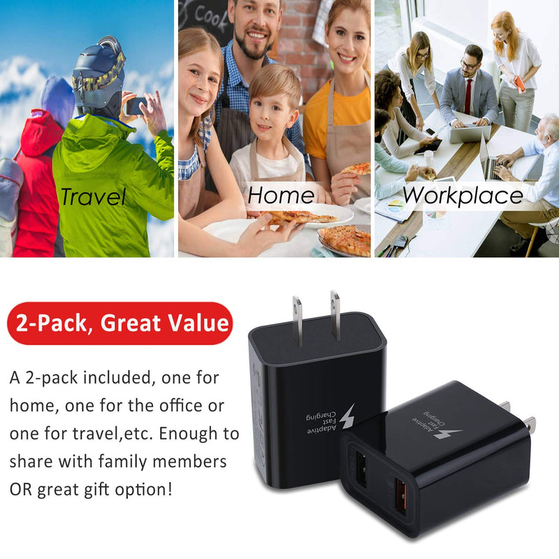 [Australia - AusPower] - Quick Charger 3.0, Pofesun 2Pack 30W Fast 3.0 USB Wall Charger Adapter Dual Port Adaptive Fast Charging Block Compatible for Samsung Galaxy S10 S9 S8 Plus S7 Edge Note 8 9 10,iPhone,Pad- Black,Black 