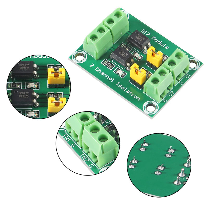 [Australia - AusPower] - Shutao 5PCS PC817 2 Channel Optocoupler Isolation Board Voltage Converter 3.6-30V Driver Photoelectric Isolated Module 