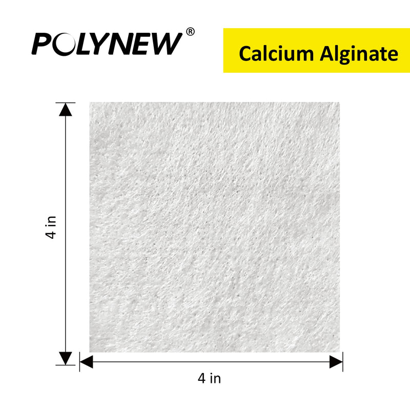[Australia - AusPower] - Polynew Calcium Alginate Wound Dressing, 4'' x 4'' Patches,12 Pack, Soft and Highly Absorbent Wound Care 