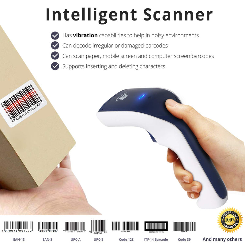 [Australia - AusPower] - ScanAvenger Wireless Portable 1D With Stand Bluetooth Barcode Scanner: 3-in-1 Hand Scanners -Vibration, Cordless, Rechargeable Scan Gun for Inventory Management - Handheld, USB Bar Code UPC/Ean Reader With Next Gen Stand 