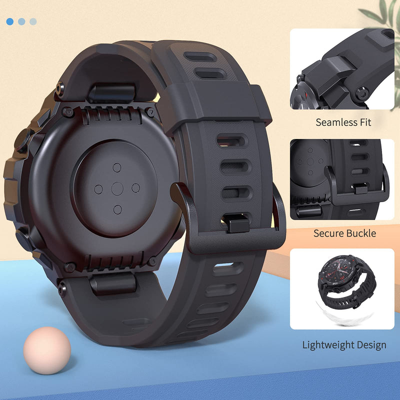 [Australia - AusPower] - TiMOVO Band Replacement Compatible with Huami T-Rex/T-Rex pro Smartwatch, Soft Silicone Adjustable Watch Band, Skin-Friendly Strap for T-Rex/T-Rex Pro with 2 Install Tools - Dark Gray 