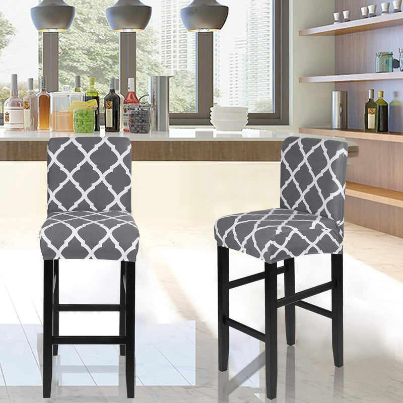 [Australia - AusPower] - SearchI Stretch Bar Stool Covers Set of 4, Stretch Removable Washable Printed Bar Stool Chair Covers, Counter Height Chairs Covers for Kitchen Dining Room Cafe Furniture Rhombus Grey 