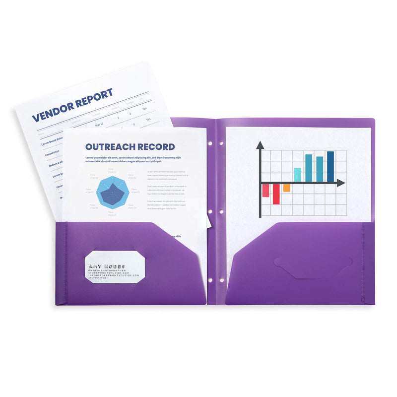 [Australia - AusPower] - Blue Summit Supplies Multicolor Plastic Two Pocket Folders with 3 Holes, Plastic Folders with 2 Pockets and Business Card Slot, 3 Hole Punched 2 Pocket Folders for School, Home, and Work, 6 Pack 