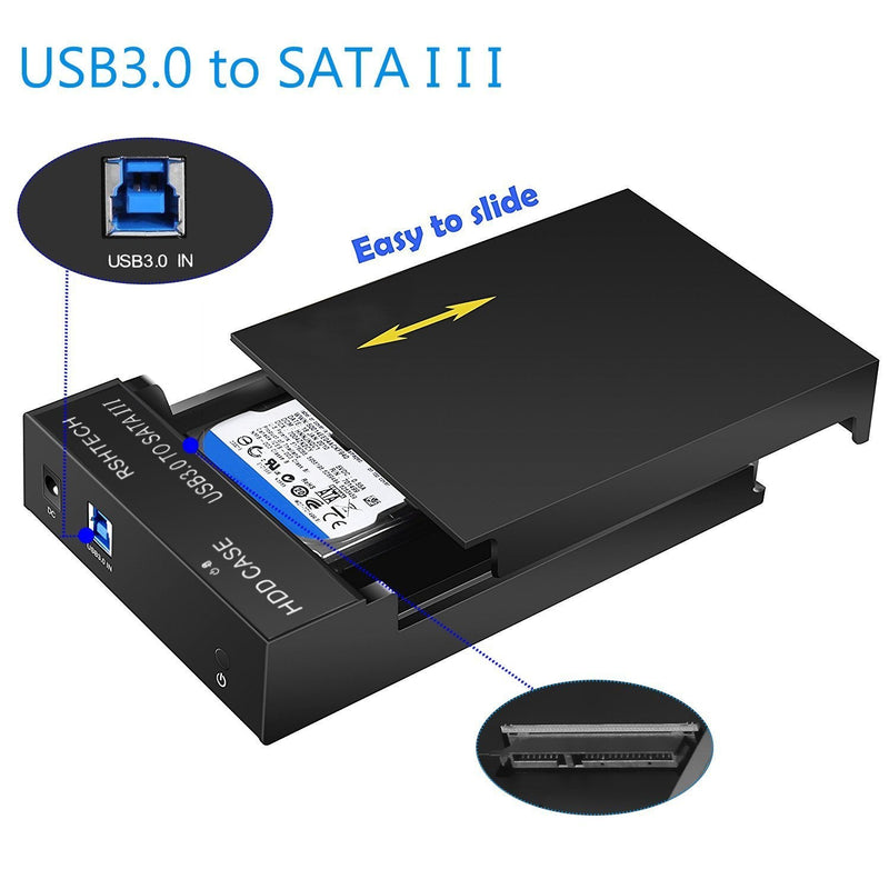 [Australia - AusPower] - Hard Drive Enclosure, RSHTECH USB 3.0 to SATA External Hard Drive Docking Station for 3.5 inch SATA I/II/III HDD SSD Up to 16TB Support UASP (Black) 