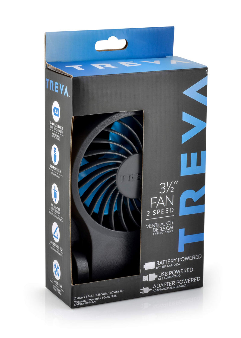 [Australia - AusPower] - Treva 3.5 Inch Portable Desk Fan with USB Port - Small, Compact, Powerful Airflow, AC Adapter Included 1 PACK USB FAN 