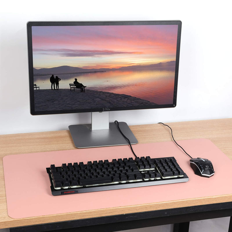 [Australia - AusPower] - Aelfox Cork & Leather Desk Pad, Natural Office Desk Mat Double-Sided Use, Stitched Edges, Waterproof Large Extended Mouse Pad Desk Accessories (31.5 x 15.7 inches, Pink/Cork) Cork+pink 31"x16" 
