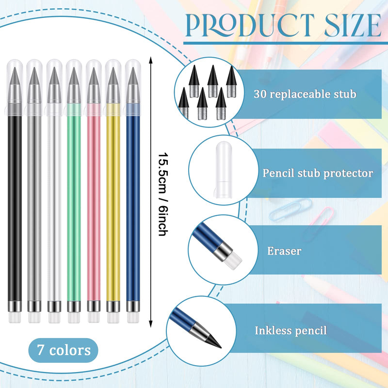 [Australia - AusPower] - 50 Pcs Inkless Pencil Reusable Everlasting Pencil with Eraser Colorful Pencils Forever Pencil Included 20 Pcs Inkless Pencil with 30 Pcs Replaceable Graphite Nib for Home School Office Writing Drawing 