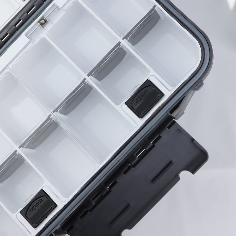 [Australia - AusPower] - KEESHINE Upgraded Small Fishing Lure Box, Small Bait Storage Case Fishing Tackle Storage Trays Accessory Boxes Thicker Plastic Hooks Organizer for Vest Casting Fly Fishing Pocket Size Dark Gray (Size: 8.07”L x 4.72”W x 1.97'' H) 