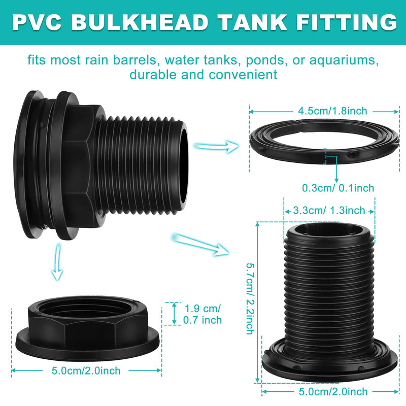 [Australia - AusPower] - PVC Bulkhead Fitting Threaded Bulkhead Water Tank Connector for Rain Barrels, Aquariums, Water Tanks, Tubs, Pools, Spigot, Black, 1 Inch (4 Pieces) 