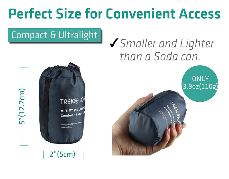 [Australia - AusPower] - Trekology Ultralight Inflatable Camping Travel Pillow - ALUFT 2.0 Compressible, Compact, Comfortable, Ergonomic Inflating Pillows for Neck & Lumbar Support While Camp, Hiking, Backpacking 