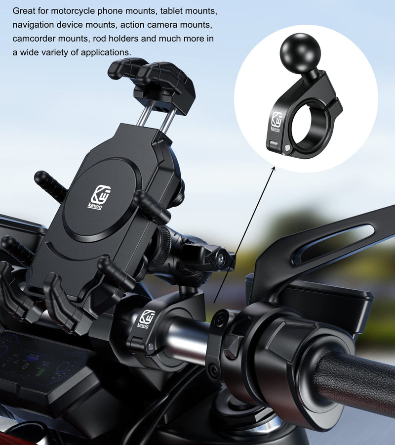 [Australia - AusPower] - BRCOVAN 2 Pack, Aluminum Alloy Handlebar Clamp Mount with 1'' TPU Ball Compatible with RAM Mounts B Size Double Socket Arm for Rails Diameter 0.87'' 1'' 1.125'' 1.26'' CNC Machining, Anodized Surface 
