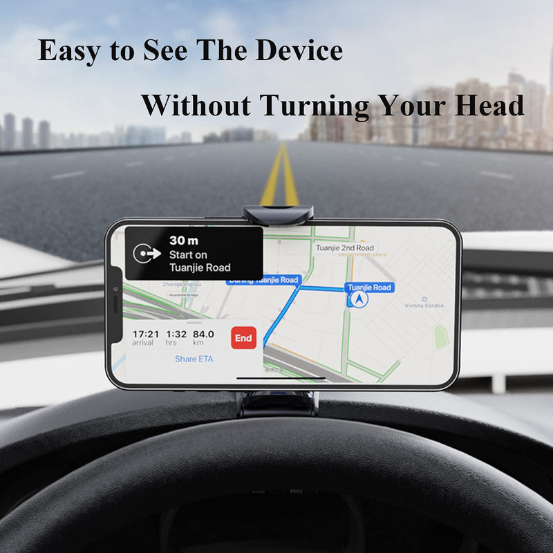 [Australia - AusPower] - CHDFKKD Car Phone Mount, Cell Phone Holder for Car 360 Degree Rotation Dashboard Car Clip Mount Stand Suitable for 4.7 to 6.5 inch Smartphones (Black) Black 