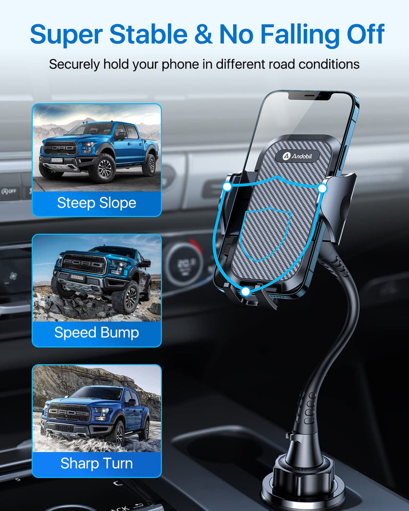 [Australia - AusPower] - [Newest & Solidest] andobil 15in Car Cup Phone Holder, [Stable & Adjustable] Long Neck Cup Holder Phone Mount for Car Truck, [Hold Big Phones Firmly] Fit for iPhone 13 12 11 Pro Max & All Cell Phones 