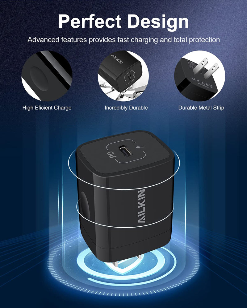 [Australia - AusPower] - C Type Fast USB-C Charger, iPhone 13 Block, 20W USB Wall Charger Adapter Super Charging Power Cube Cargador for iPhone 13 12 Pro Max Mini SE3/2 10 XS XR X 8 Plus, Samsung Galaxy S22 S21 A13 Phone Box Black 