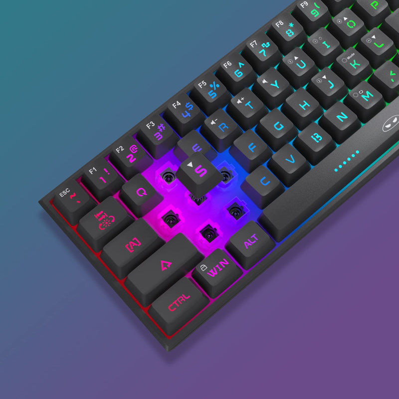 [Australia - AusPower] - Mini 60% Gaming Keyboard, RGB Backlit 61 Key Ultra-Compact Keyboard, MageGee TS91 Ergonomic Waterproof Mechanical Feeling Office Computer Keyboard for PC, MAC, PS4, Xbox ONE Gamer(Black) Black 