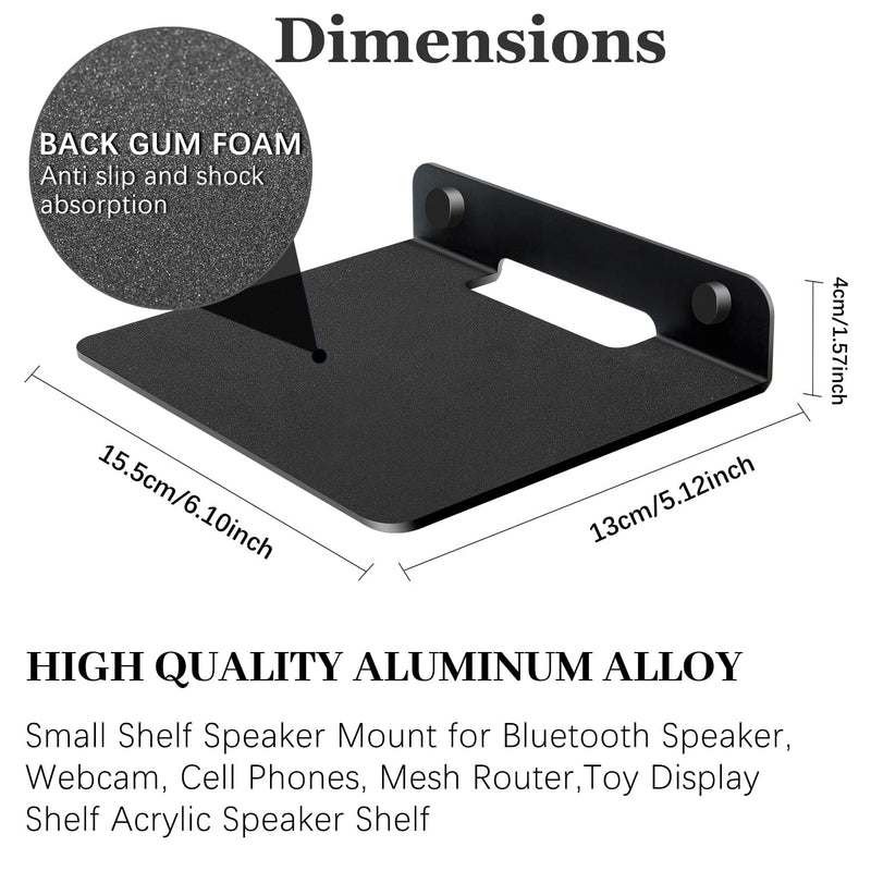 [Australia - AusPower] - TRINENOX Floating Wall Shelf, 6" Wall Metal Speaker Mount Shelves for Bluetooth Speaker, Webcam, Cell Phones, Mesh Router, Award Toy Display Shelf Speaker Shelf (1 Pack) 1 Pack 