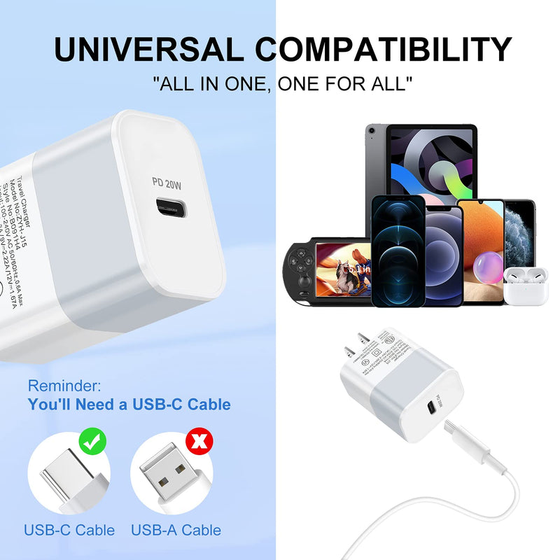 [Australia - AusPower] - Fast USB C Wall Charger,20W PD Charger Block USB-C Power Delivery Wall Charger Adapter Compatible for iPhone 13/13 Mini/13 Pro/13 Pro Max/12 Pro Max/S 