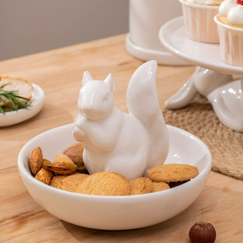 [Australia - AusPower] - LA JOLIE MUSE Nut Bowl Snack Serving Dish - Ceramic Squirrel Candy Jewelry Dish for Pistachio Peanuts, House Warming Hostess Gifts 