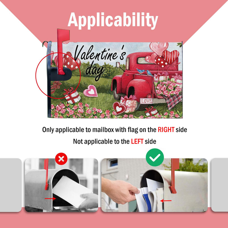 [Australia - AusPower] - FBCOO Valentine's Day Red Truck Mailbox Cover Magnetic Standard Size 21"x19", Love Balloon Rose Gift Decorative Post Letter Box Wrap Decor, Farmhouse Anniversary Wedding Garden Yard Outdoor Decoration Car 