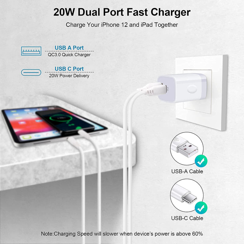 [Australia - AusPower] - Type C Charging Block, iPhone Charger Box, Dual Port PD Power Delivery & Quick Charge 3.0 Wall Charger C Fast Plug for iPhone 13 12 Pro Max/11/SE/XS/8,iPad/AirPods Pro,Samsung Galaxy S22 S21FE A13 5G 